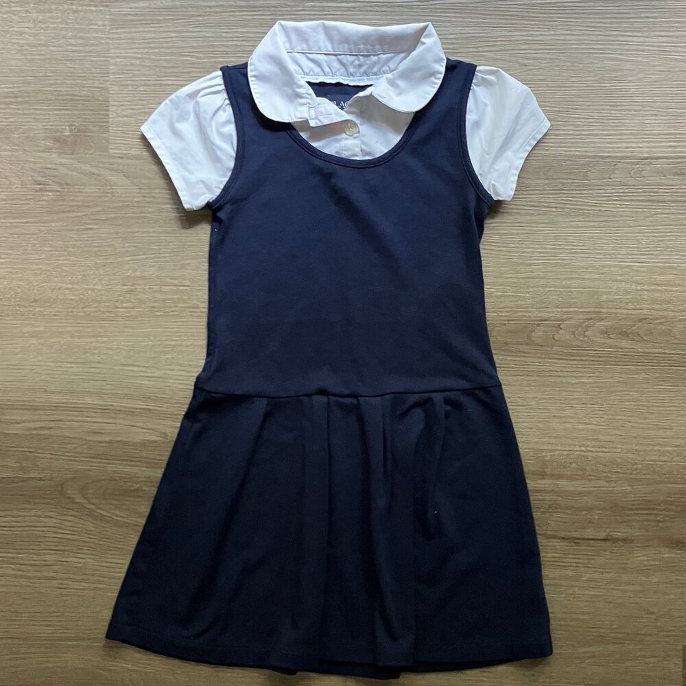 7/8 The Children's Place 2-in-1 Navy Dress* + French Toast Double Buckle Jumper - Picture 2 of 4